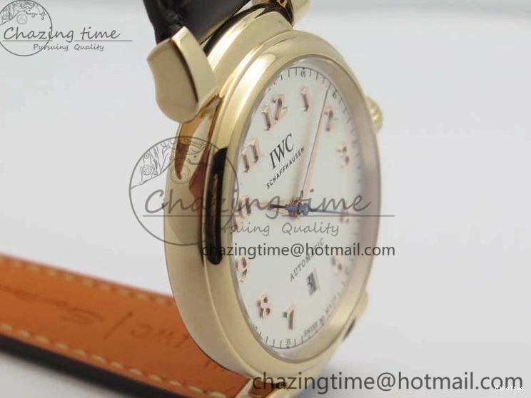 MIROTIME 1221 Neat Da Vinci IW356601 RG MKF 1:1 Best Edition White Dial On Brown Leather Strap A 7230
